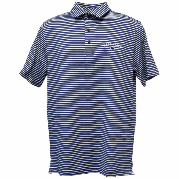 navy groove striped Under Armour polo with Penn State and Athletic Logo